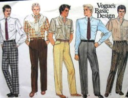 1270 VOGUE MEN'S STRAIGHT PANTS CUFFS OR NOT  PATTERN 34" or 28'' OR 26" WAIST choice